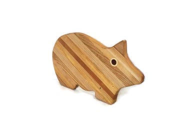 Big Pig Cutting Board Handcrafted from Mixed Hardwoods