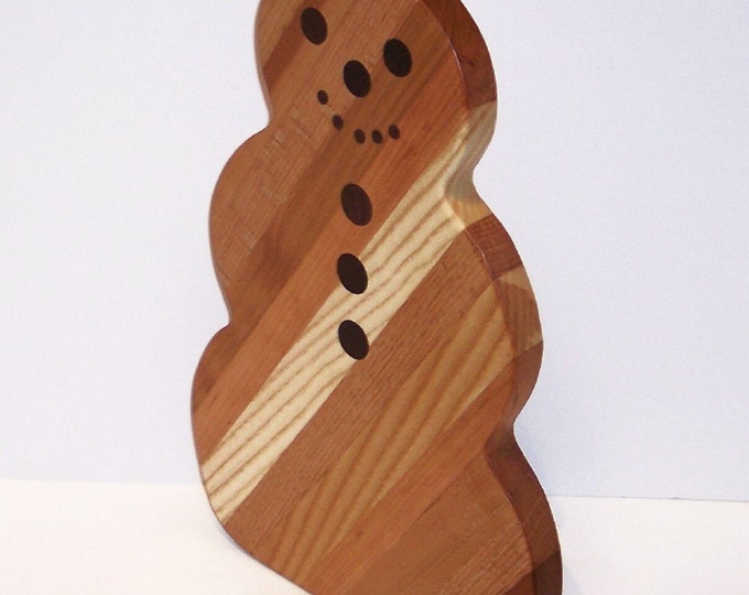 Big Snowman Cutting Board Handcrafted From Mixed Hardwoods FREE