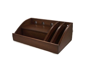 Cherry  Charging Station with Slots, USB Surge Protector, American Walnut Wood Stain