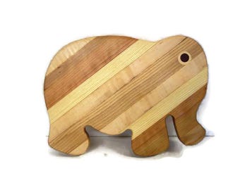 ELEPHANT  Cutting Board Handcrafted from Mixed Hardwoods