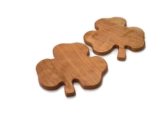 Small Shamrock Cutting Boards (Set of 2) Handcrafted from Cherry Hardwood