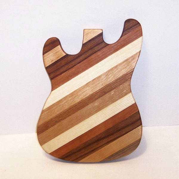 Guitar Wood Cutting Board Handcrafted from Mixed Hardwoods