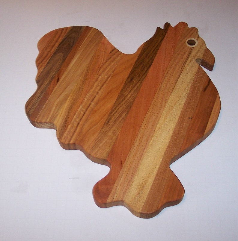 Rooster Cutting Board For The Country Kitchen Handcrafted from Mixed Hardwoods FREE SHIPPING