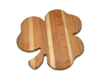 Charcuterie GIANT Shamrock Board, Cutting Board, 17 1/2"  Handcrafted from Mixed Hardwoods