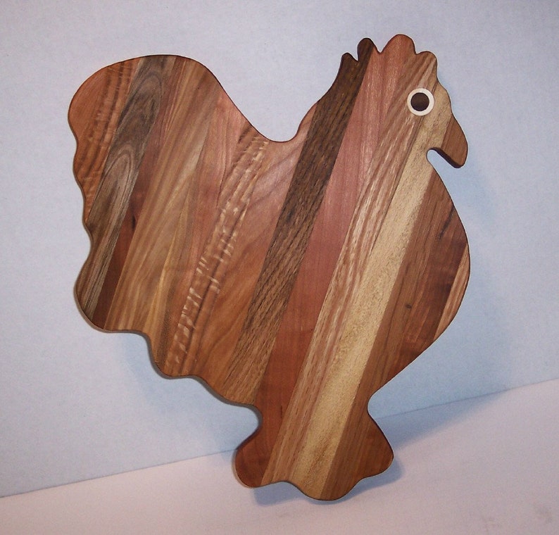 Rooster Cutting Board For The Country Kitchen Handcrafted from Mixed Hardwoods FREE SHIPPING
