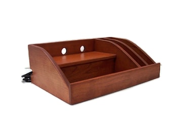 Cherry  Charging Station with Slots, USB Surge Protector, Cherry Wood Stain