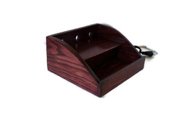 Charging Station Handcrafted in Oak with USB Surge Protector