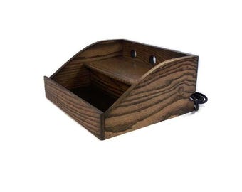 Charging Station Handcrafted in Oak with USB Surge Protector
