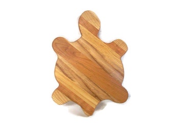 Turtle Cutting Board Handcrafted from Mixed Hardwoods