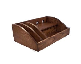 Reduced Price -- Ash Charging Station in American Walnut with Slots, USB Surge Protector