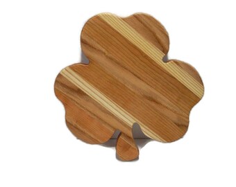 14" Charcuterie Shamrock Board, Cutting Board,  Handcrafted from Mixed Hardwoods