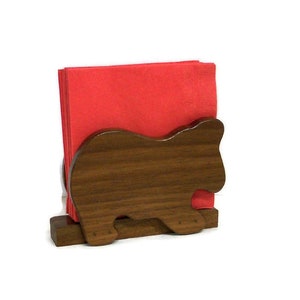 Bear Napkin holder, Animal Napkin Holder, Wooden Napkin Holder shaped with Matching Bears from Walnut Hardwood