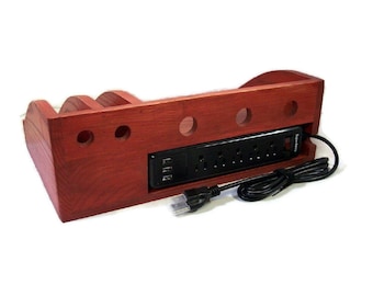 Ash Charging Station in Crimson Fire with Slots, USB Surge Protector