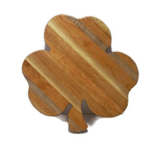 Charcuterie GIANT Shamrock Board, Cutting Board, 17 1/2&quot;  Handcrafted from Mixed Hardwoods