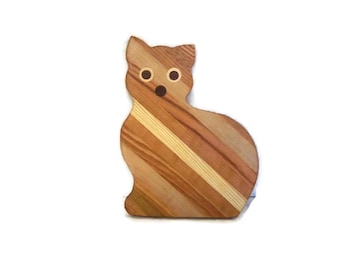 Big Kitty Cutting Board Handcrafted from Mixed Hardwoods