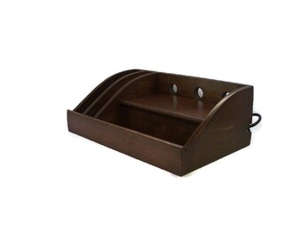 Cherry  Charging Station with Slots, USB Surge Protector, Dark Chocolate Truffle Stain
