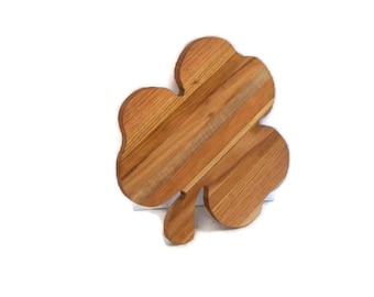14" Charcuterie Shamrock Board, Cutting Board,  Handcrafted from Mixed Hardwoods