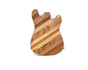 Big Guitar  Cutting Board Handcrafted from Mixed Hardwoods