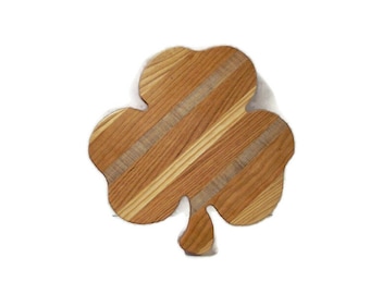 14" Charcuterie Shamrock Board, Cutting Board, Handcrafted from Mixed Hardwoods