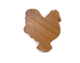 Rooster Cutting Board For The Country Kitchen Handcrafted from Mixed Oak Hardwoods