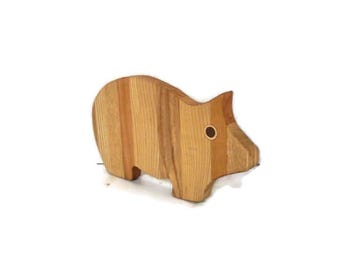Pig Cheese Cutting Board Handcrafted from Mixed Hardwoods