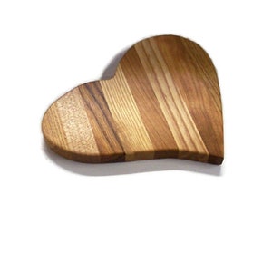 Small Primitive Heart Shaped Cheese Cutting Board Handcrafted from Mixed Hardwoods