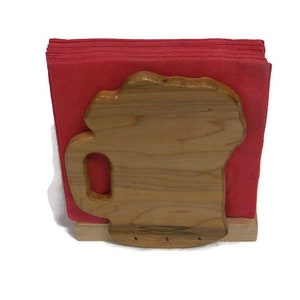 Beer Mug Napkin Holder, Beer Lover Napkin Holder, Handcrafted from Maple Hardwood
