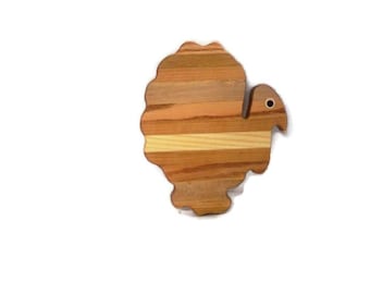 Turkey Cheese Cutting Board Handcrafted from Mixed Hardwoods