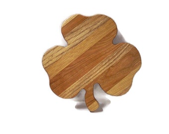 Shamrock  Cheese Cutting Board Handcrafted from Mixed Hardwoods