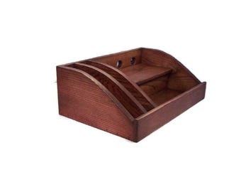 Reduced Price -- Ash Charging Station in Rich Mahogany with Slots, USB Surge Protector