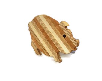 Fancy PIG Cutting Board Handcrafted from Mixed Hardwoods