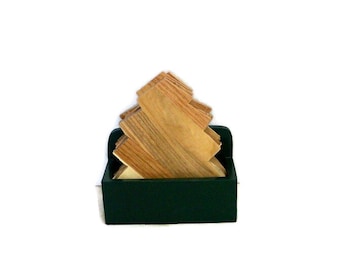 Christmas Tree Coaster Set  With Green Holder, Handcrafted from Mixed Hardwoods