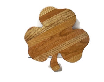 Shamrock  Cheese Cutting Board Handcrafted from Mixed Hardwoods