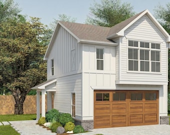 ADU Garage Apartment Plan: Modern Farmhouse Architecture (PDF Download)