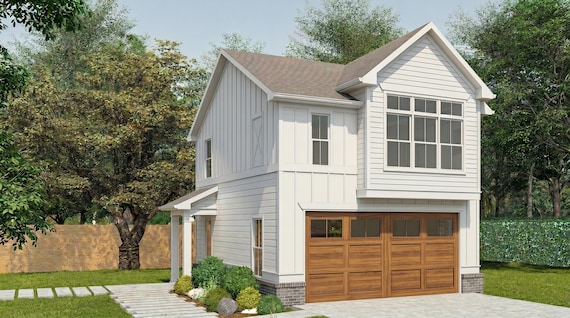 ADU Garage Apartment Plan: Modern Farmhouse Architecture (PDF Download)