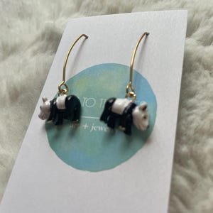 Cute Panda bear drop earrings - panda earrings - gift for daughter - animal lover - gift for mom - girlfriend - black and white earrings