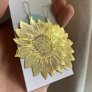 Giant Sunflower Earrings: Lightweight Boho Jewelry