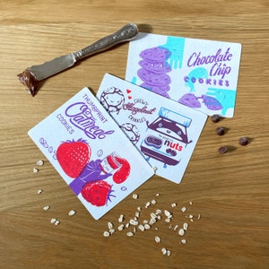 Recipe Cards - Favorite Cookies I - Three Double-Sided Risograph Prints