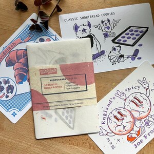 Rezeptkarten - Teil dieses kompletten Frühstücks - Drei doppelseitige Risograph-Drucke