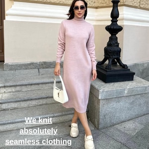 Stricken Sie lange Wolle Kleid, Rose Pink Strick Pullover Kleid für Frauen, Weiche Wolle Garn Kleid, Wolle Strick Pullover Kleid, Warme Strick Pullover Kleid für Frauen