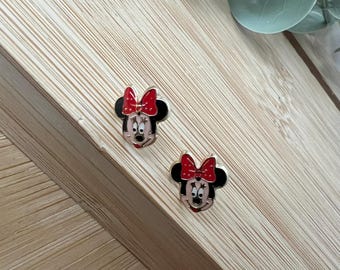 10K Solid Gold Minnie Studs - screw back - Minnie Mouse Disney stud earrings