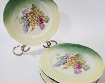 Green and White Germany Grape Saucers Set of 5