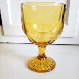 Anchor Hocking Amber Glass Schooner Goblet Mid-Century Retro Glassware