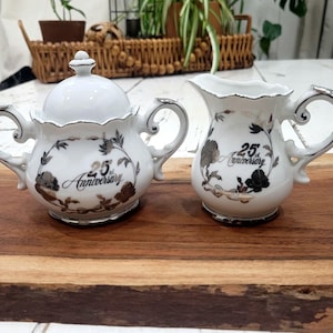 Vintage Norcrest 25th Anniversary Sugar and Creamer Set Japan Fine China
