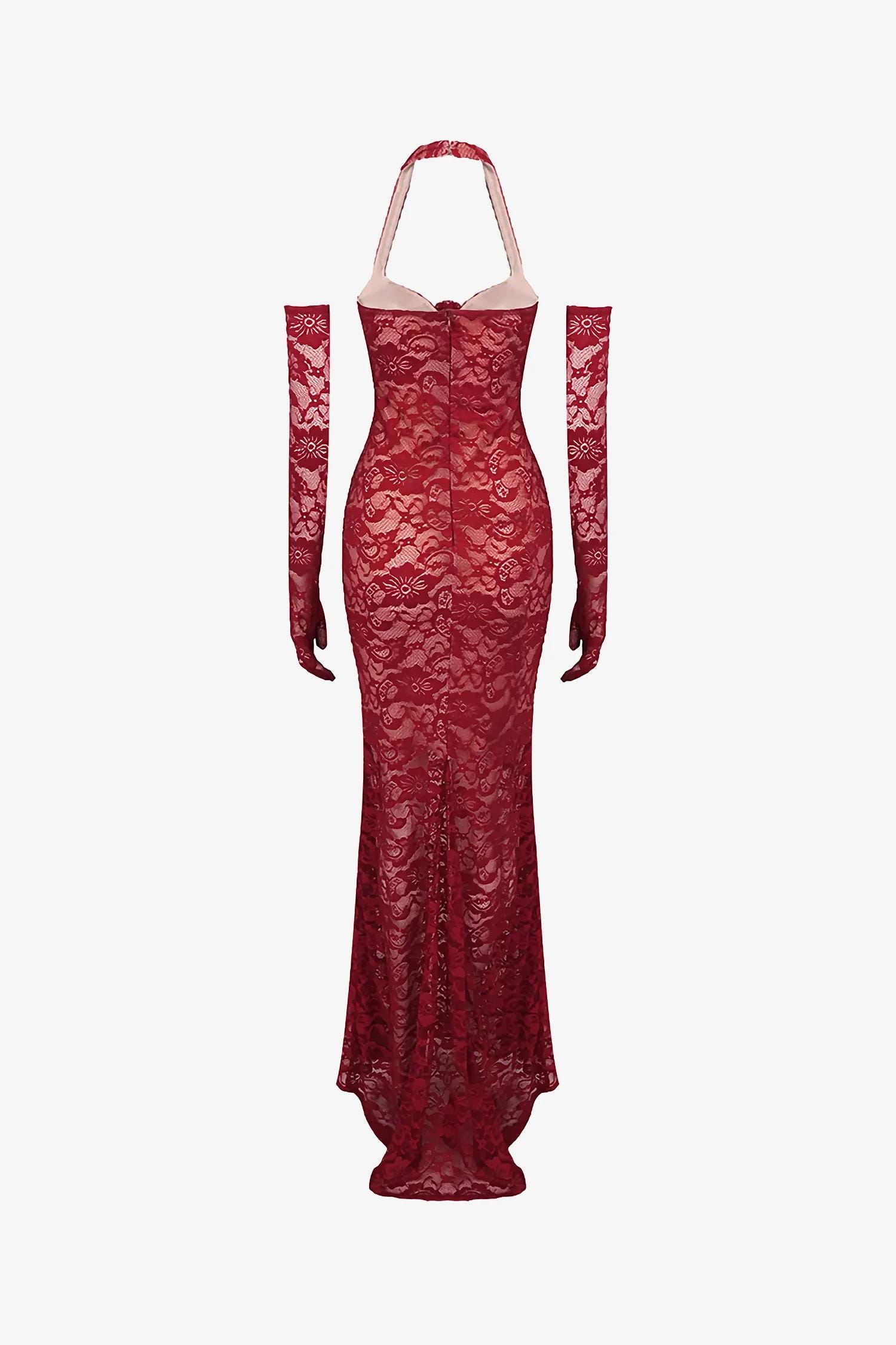 chinese dress ladies Cheap Lace Red Chic Long-Sleeves A-Line Homecoming Dresses,MH444 –  Musebridals main image 1