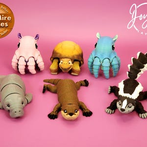 3D Printed Small Articulated Animals, Fidget Friend, Room Decor