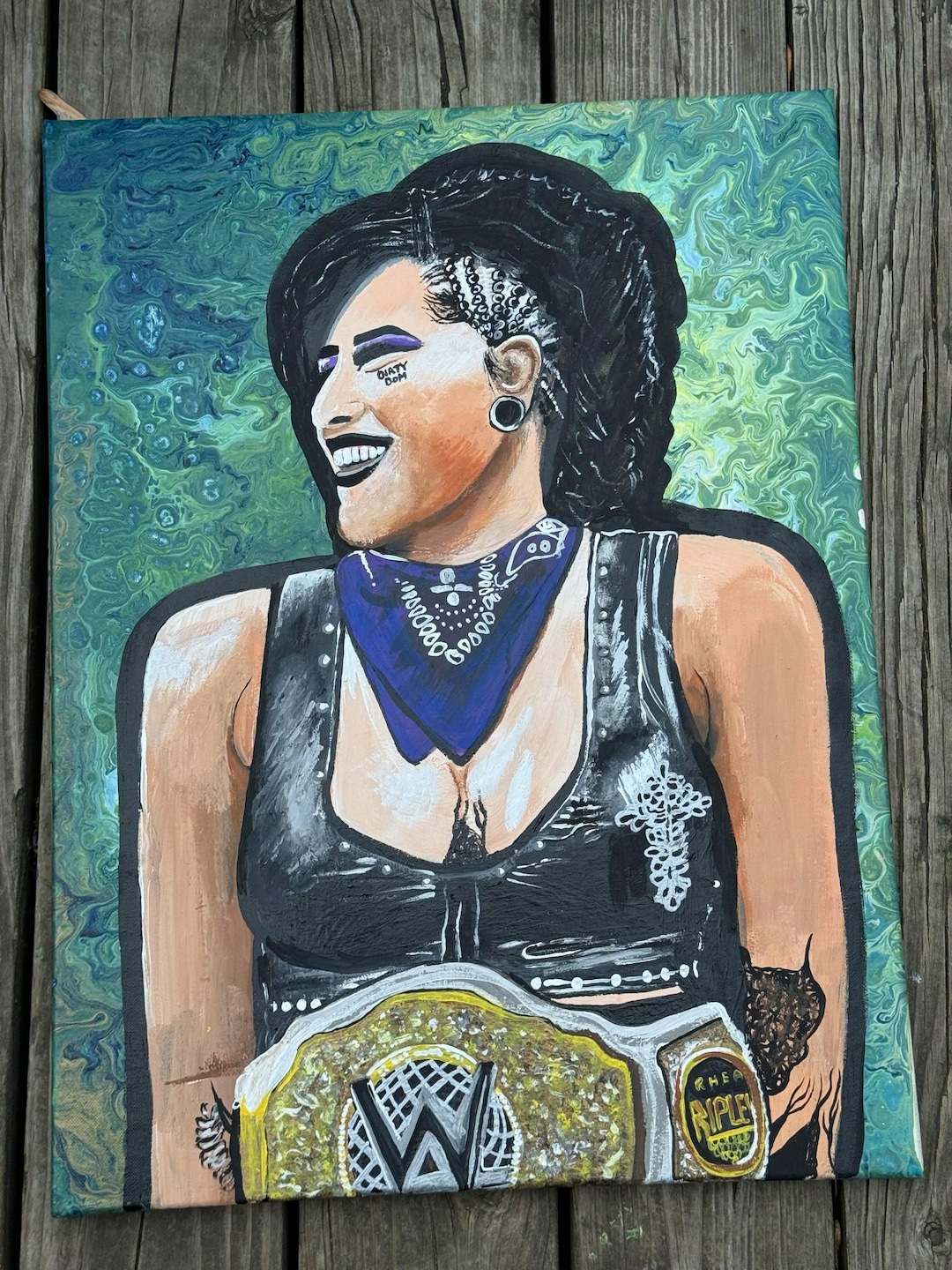 Wwe Rhea Ripley Outline Rhea Ripley WWE Canvas Painting 24