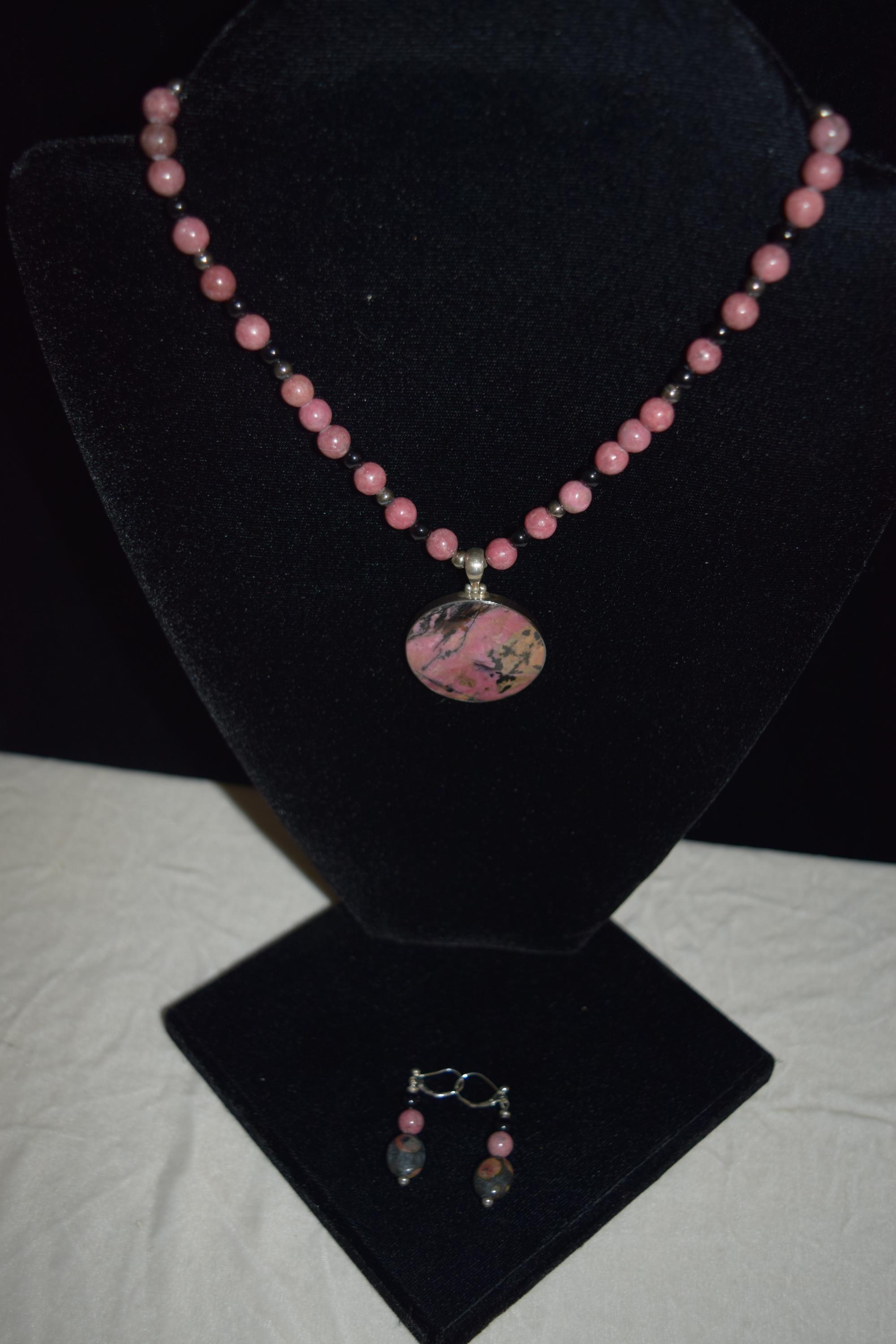 Rhodonite Necklace With Matching Earrings - Etsy
