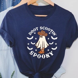 Boot Scootin&#39; Spooky Shirt, Cowboy Ghost Shirt, Halloween Shirt, Retro Cowboy Ghost Tee, Cowboy Shirt, Cute Spooky Shirt, Halloween Gift