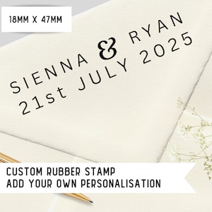 Sello de goma personalizado / Nombre del señor y la señora / Invitación de boda / Autoentintado / Papelería de sobre / Devolución / Rectángulo 18 mm x 47 mm /SKU Rec002WS3